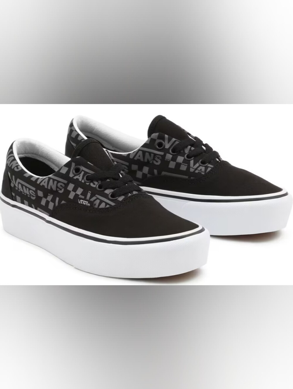 Vans Era Platform Reflective Logo Black Platform Sneakers M9.5 W11 NWT